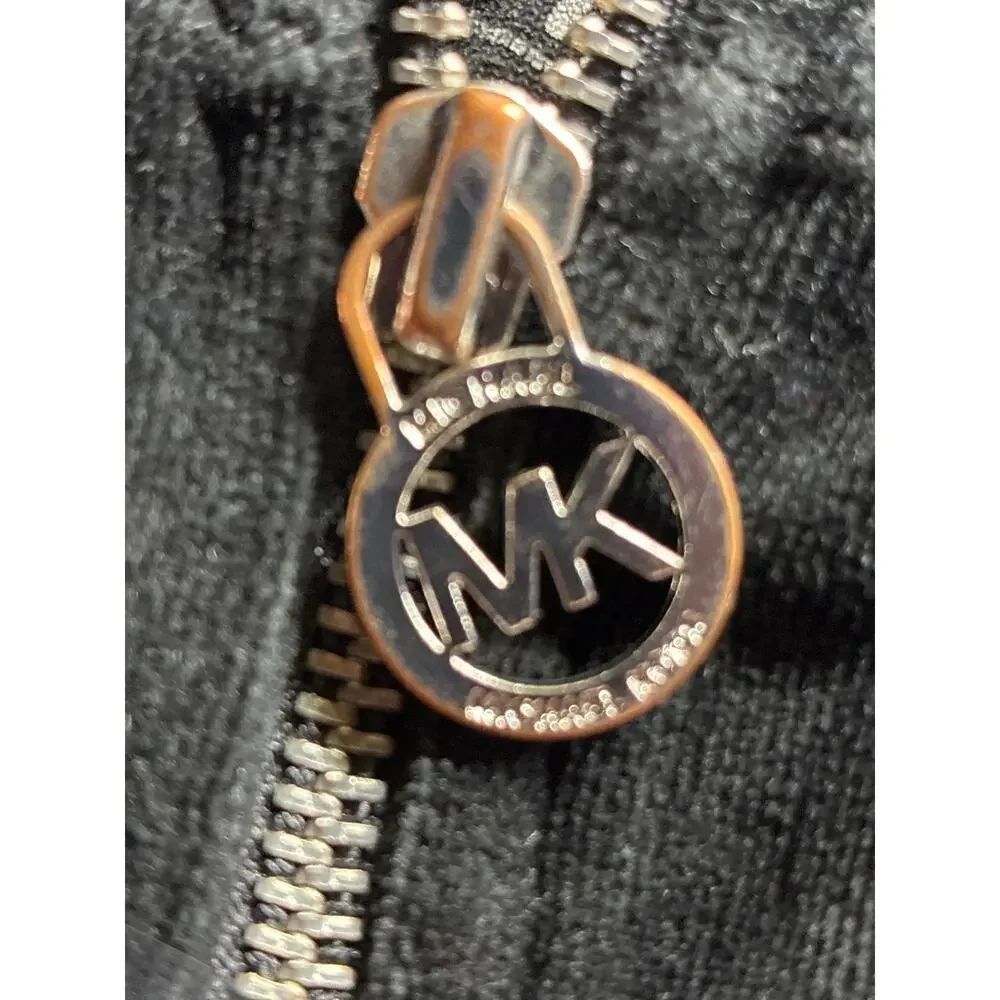 Michael Kors Black Velour Jacket Women’s Size XL Full Zip Athleisure Y2K Style